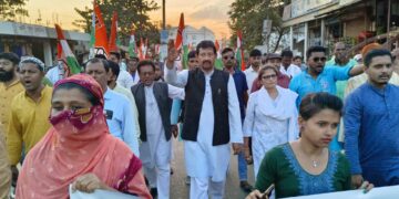 Trinamool Congress held protest march and street meeting in Sonamura against price hike