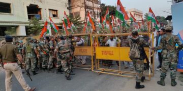 In protest against political terror and deteriorating law and order, Tripura Pradesh Trinamool Congress gheraoed Chief Minister’s home