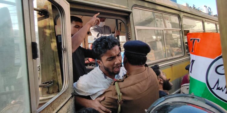 Tripura Trinamool Chhatra Parishad’s mass protest against fraud in the name of Vidyajyoti scheme