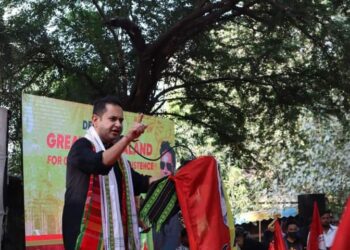 TIPRA Motha holds sit-in demonstration demanding Greater Tipraland