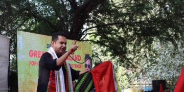 TIPRA Motha holds sit-in demonstration demanding Greater Tipraland