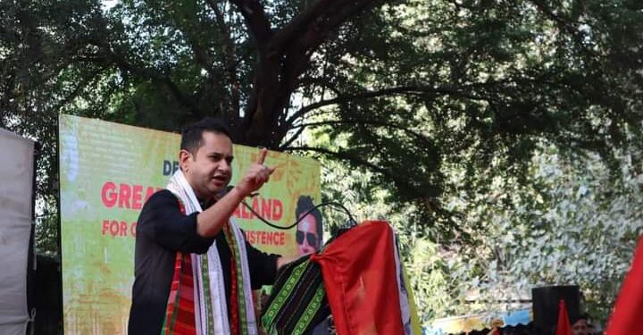 TIPRA Motha holds sit-in demonstration demanding Greater Tipraland