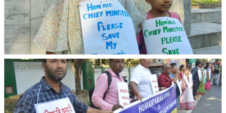 10,323 saked teachers formed human chain press for reinstatement of their services