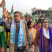 Inauguration of Trinamool Congress party office in Kurti: protest march and street corner