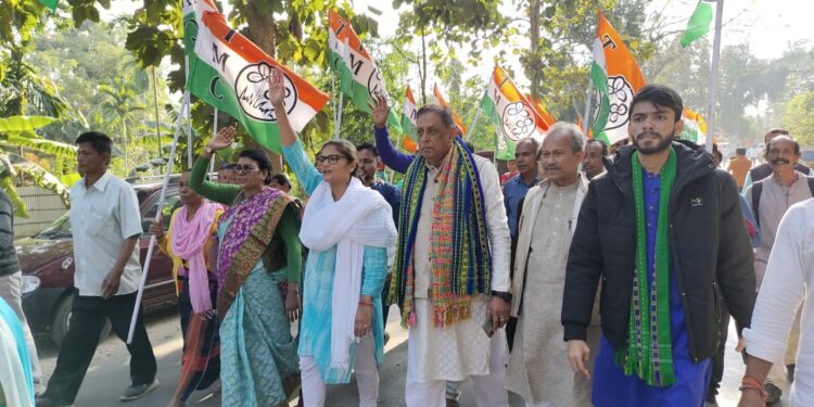 Trinamool Congress held procession and public meeting at Ambassa