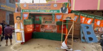 Election booth office decoration in Chief Minister Assembly constituency vandalizes