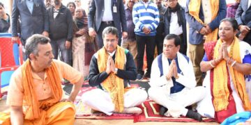 CM laying the foundation stone for the construction of the market complex