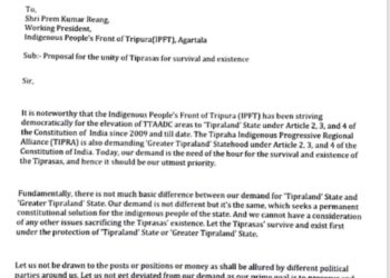 Allusion to Tipra Matha and IPFT alliance