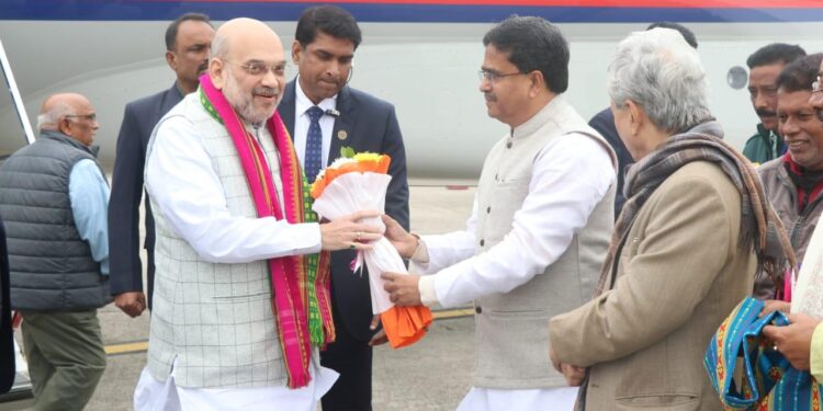 Union Home Minister Amit Shah arrives in Tripura to participate in Jan Biswas Yatra in Dharmanagar and Sabroom