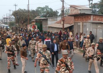 Hundreds of security personnel patrolling in Town Bordwali constituency