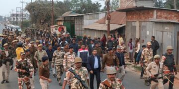 Hundreds of security personnel patrolling in Town Bordwali constituency