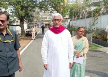 Opposition leader Manik Sarkar cast his vote
