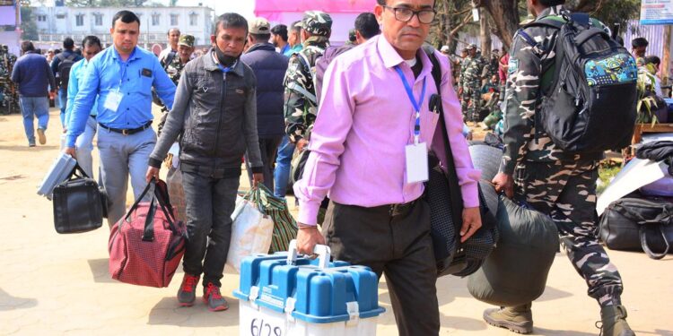 Security forces along with polling staff have left for the polling station