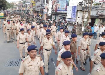 Flag march of security forces in Sadar subdivision to maintain law and order