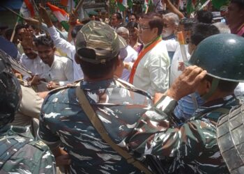 Congress protests in Agartala against disqualification of Rahul Gandhi