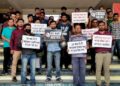 Job aspirants of JRBT agitates in front of Agartala City Centre