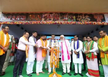 Dr Saha performs puja at Chaturdas Devta temple