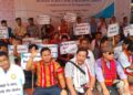 Roman Script for Kokborok Choba’ are demonstrating a sitting protest in Agartala.