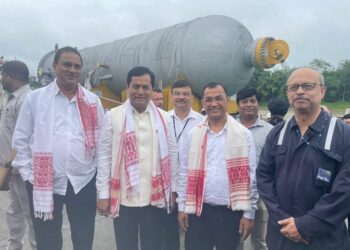 First Over Dimensional Cargo (ODC) for Numaligarh Refinery received by Union Minister Sarbananda Sonowal.
