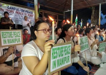 Demand for restore peace in Manipur candlelight demonstration held in Agartala.
