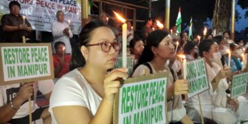 Demand for restore peace in Manipur candlelight demonstration held in Agartala.