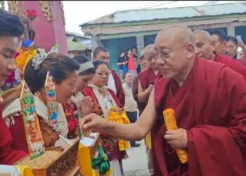 State Oracle Nechung Choe-Kyang of Central Tibetan Administration and His Holiness the Dalai Lama arrived in Bomdila this morning.