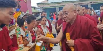State Oracle Nechung Choe-Kyang of Central Tibetan Administration and His Holiness the Dalai Lama arrived in Bomdila this morning.