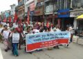 CPIM holds protest rally in Agartala demanding improved basic services.