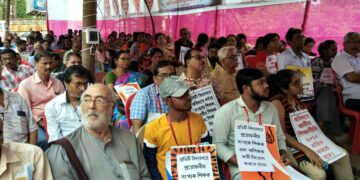 JFME protests demand repeal of National Education Policy, citing concerns over privatization and communal agenda.