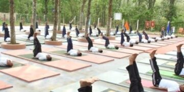 ON IDY-2023 124 BN CRPF CONDUCTED MEGA YOGA CLASS.       