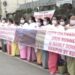 WOMEN FOLKS IN IMPHAL FORMED HUMAN CHAIN PROTESTING AGAINST PM FOR SILENCE ON OTHER ISSUE THAT IS HAPPENING IN MANIPUR