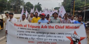 Left youth organization stages protest march