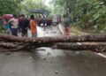 Due To Heavy Rain Udai Pur-Amar Pur Road Blocked.     
