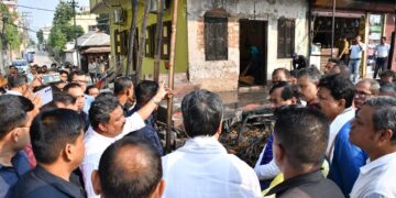 Durga Mandap burnt to ashes, Chief Minister Visits the spot, assures assistance to the victims