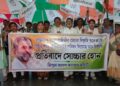 Congress stages protest condemning the BJP’s portrayal of Rahul Gandhi as a ‘modern-day Ravan’