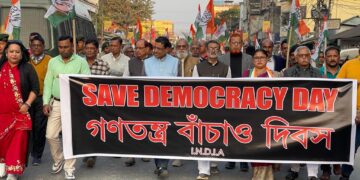 Opposition parties rally in Agartala in protest of suspension of MPs amidst calls for saving democracy