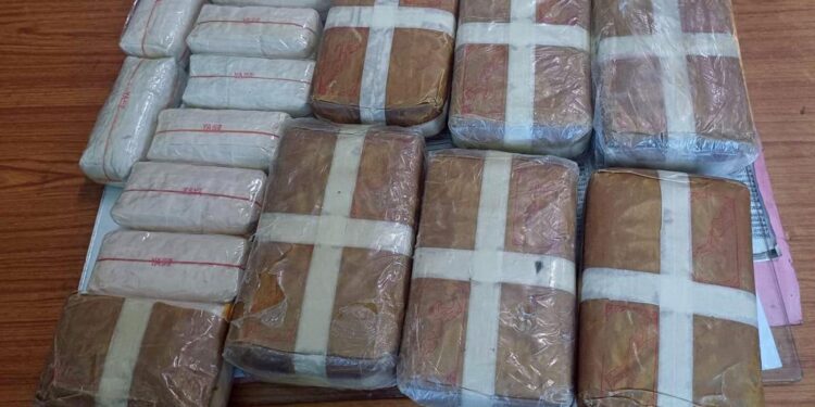 Tablets of methamphetamine recovered from two Tripura men.