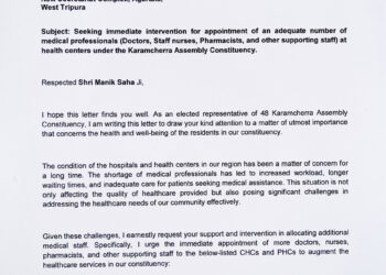 MLA writes letter to Chief Minister demanding doctors and health workers