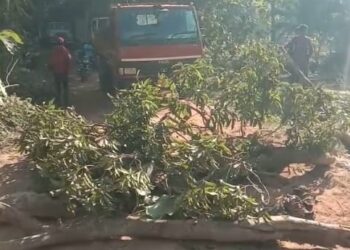 On Demand Of Road Renovation Public Staged Blockade.
