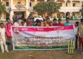 Students protest against the construction of parking zone in the school grounds