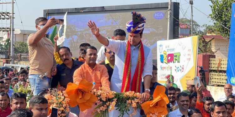 Candidate of upcoming Lok Sabha Biplab Kumar Deb receives grand welcome to Tripura