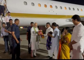 Union Home Minister Amit Shah arrived at MBB Airport in Agartala