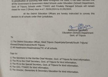 Tripura extends school closure for three more days due to severe heatwave