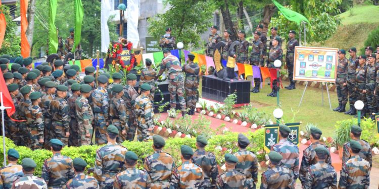 ASSAM RIFLES PAYS TRIBUTE TO FALLEN HEROES WITH WREATH LAYING CEREMONY IN RADHANAGAR, TRIPURA