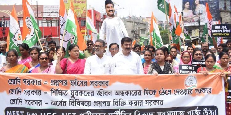 Tripura Pradesh Congress protests against irregularities in NET and UGC-NET exams