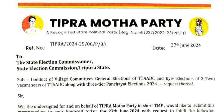 Tipra Matha Urges Village Committee Elections Alongside Panchayat Polls
