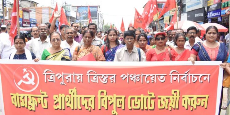 Left Front Submits Nominations for Panchayat Elections in West Tripura District