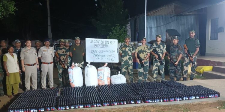 BSF SEIZES GANJA AND PHENSEDYL IN JOINT OPS IN TRIPURA
