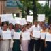 wage workers of the Health Department  stages protest against the state government