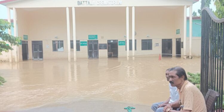 Heavy Rainfall Causes Submersion of Battala Maha Shamshan